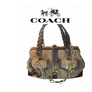 Coach EUC Daphne Brown & Tan Suede Shoulder Bag